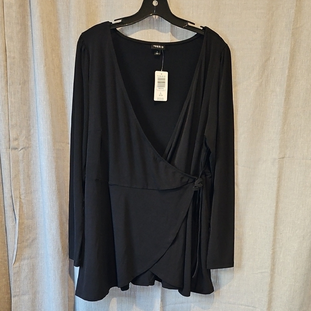 Torrid Black Wrap Blouse